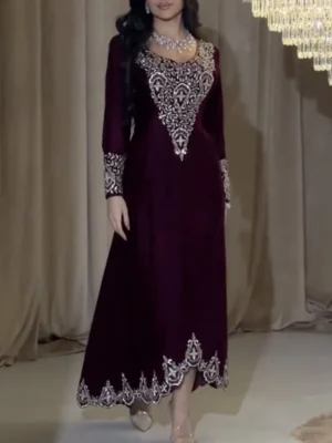 Royal Burgundy Embroidered Kaftan