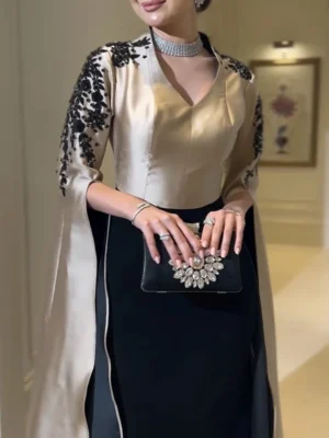 Black & Gold Royal Cape Gown