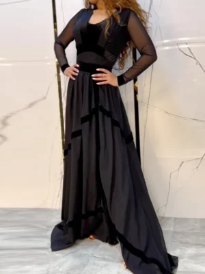 Black Mesh Elegance Gown