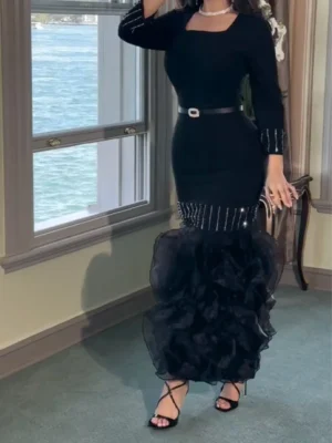 Black Orchid Ruffle Gown
