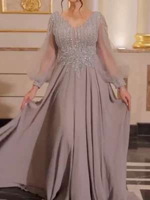 Smoky Lavender Embellished Gown