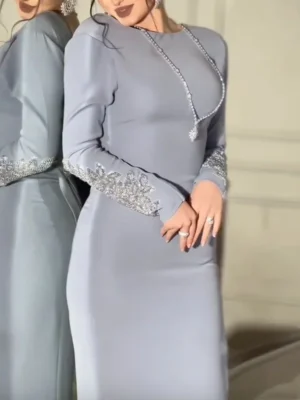 Elegant Silver Bodycon Evening Dress