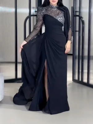 Midnight Elegance One-Shoulder Gown