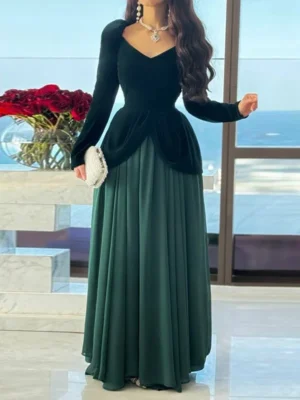 Emerald Elegance Peplum Gown