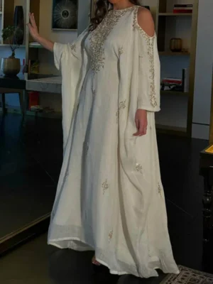 Ivory Elegance Embroidered Kaftan