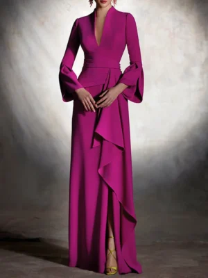 Magenta Majesty Ruffle Gown