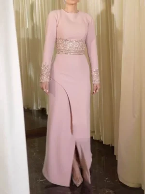 Blush Pink Elegant Evening Gown