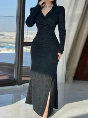 Black Velvet Elegance Gown