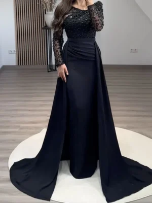 Black Draped Maxi Gown