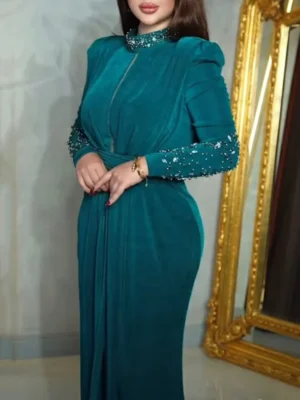 Teal Royalty Embellished Gown