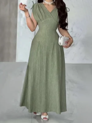 Elegant Olive Green A-Line Evening Gown