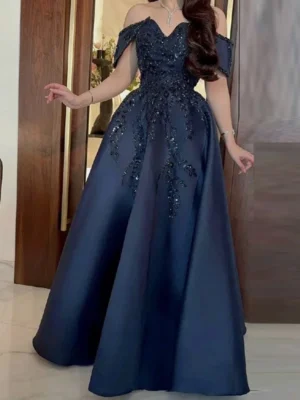 Midnight Elegance Embellished Ball Gown