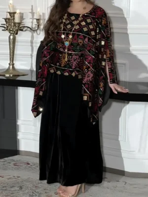 Royal Heritage Embroidered Velvet Kaftan