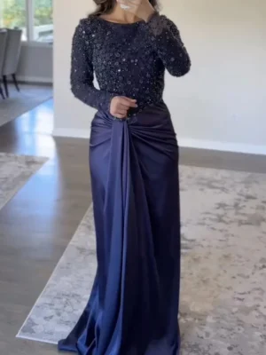 Midnight Sparkle Draped Gown