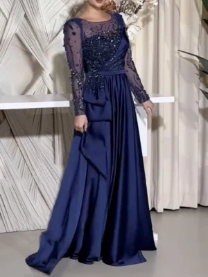 Royal Blue Elegance Embellished Evening Gown