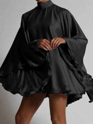 Winged Sleeve Satin Mini