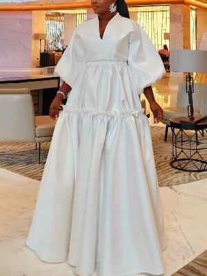 White Voluminous Tiered Maxi Dress