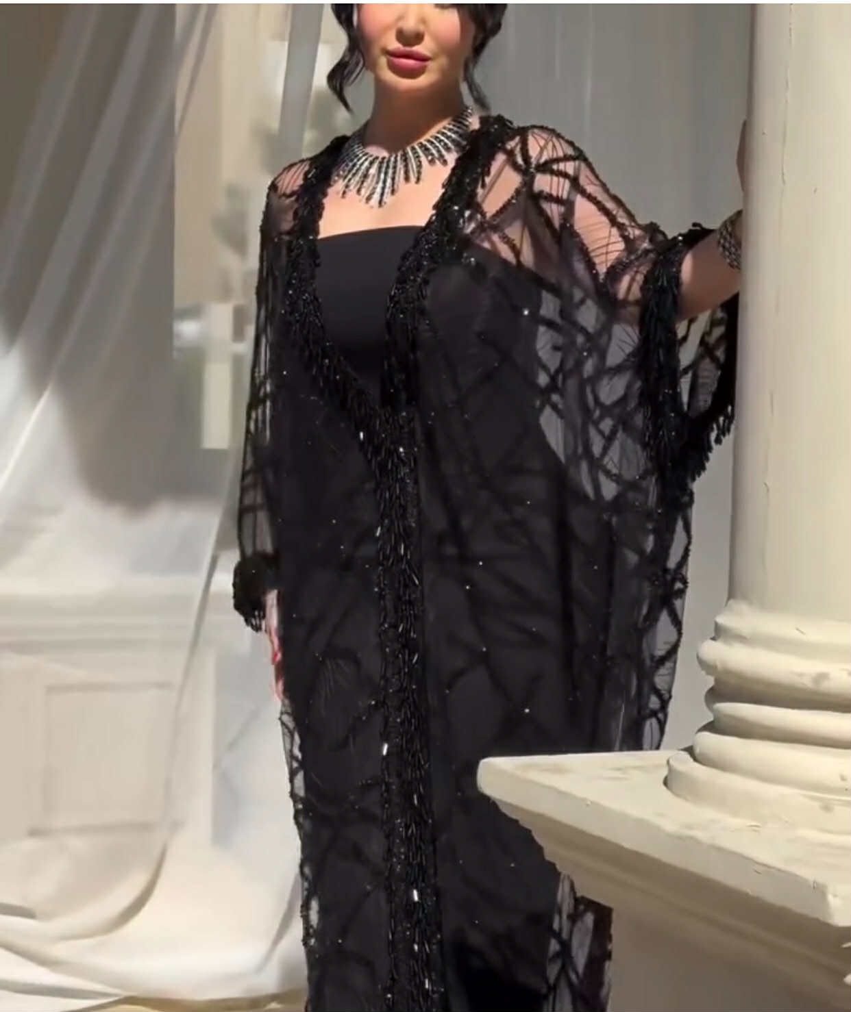 Midnight Elegance Sheer Abaya - Image 5